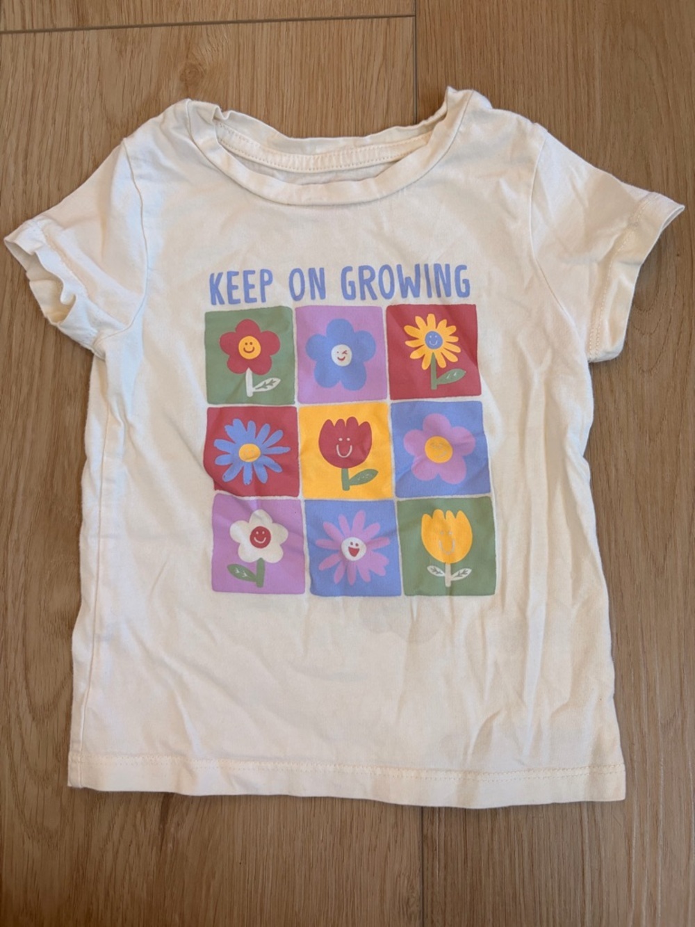 Keep On Growing Kids' Cream Floral Graphic Tee